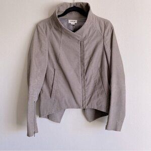 HELMUT LANG CORDUROY ZIP UP MOTO JACKET EDGY CROPPED NEUTRAL Gray M